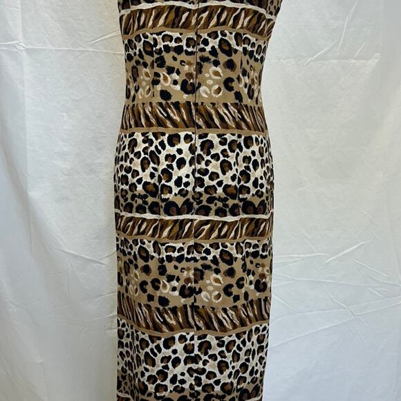 Leopard Animal Print Vintage midi Dress Sz 8 Mobwife Old Money Classic - Picture 4 of 9
